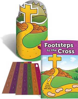 Footsteps to the Cross: Sticker Book and Poster for Lent