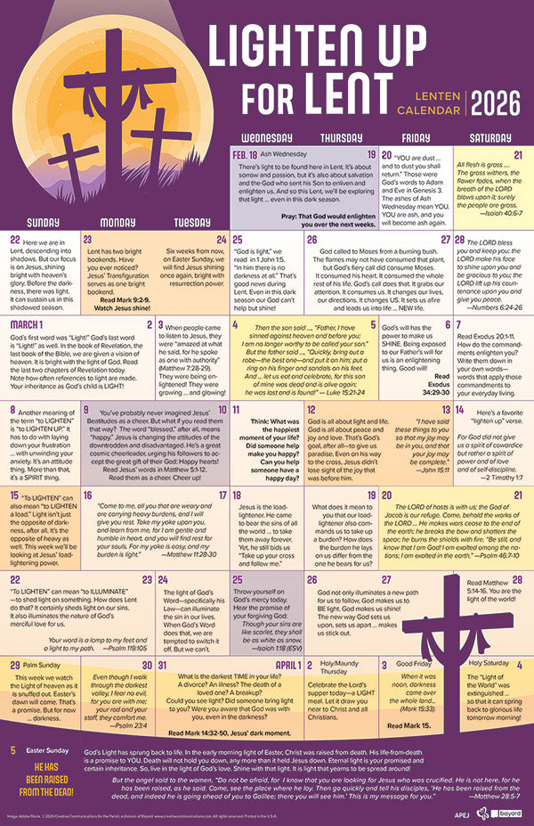 Daily Lent 2026 Calendar for Teens and Young Adults