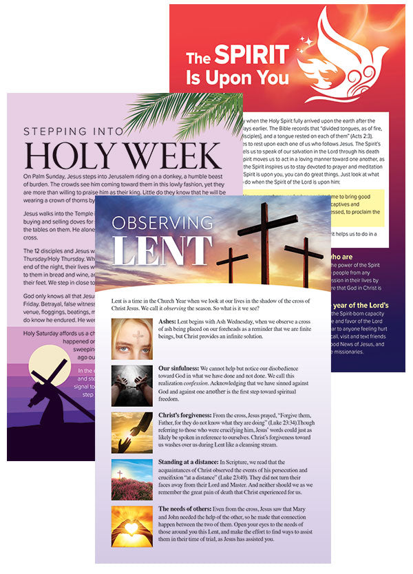 Lent, Holy Week and Pentecost Bulletin Insert Set