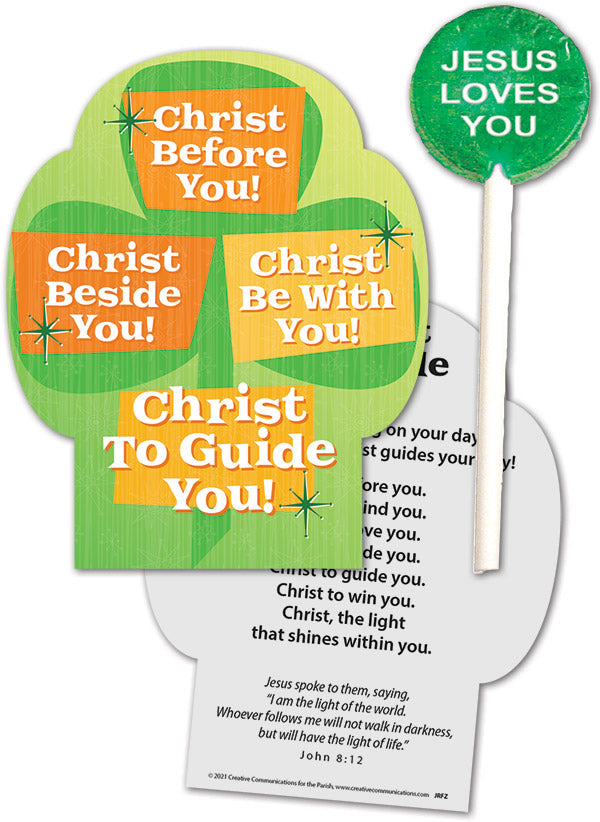 Christ Be With You! St. Patrick's Day Candy Card with Sucker
