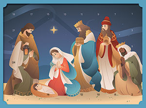 Wise Men Visit Holy Family - Advent Window Calendar