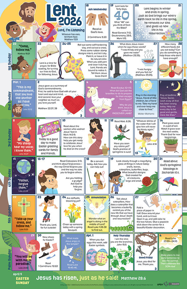 Daily Lent 2026 Calendar for Kids