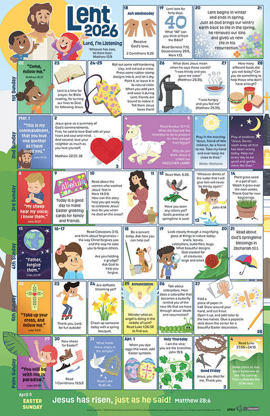Daily Lent 2026 Calendar for Kids