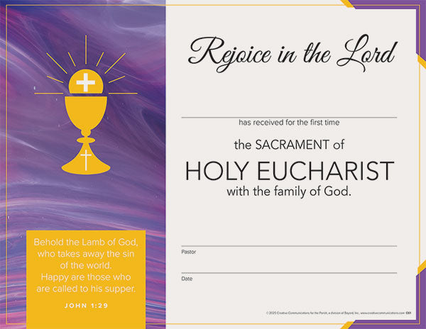 First Communion Certificate