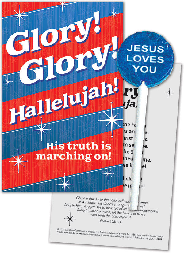 Glory! Glory! Hallelujah! Patriotic Candy Card with Sucker
