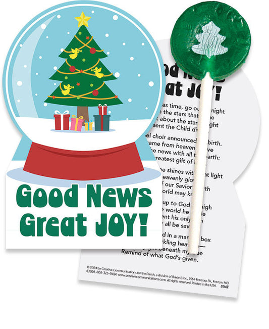 Good News! Great Joy! Christmas Candy Card with Sucker