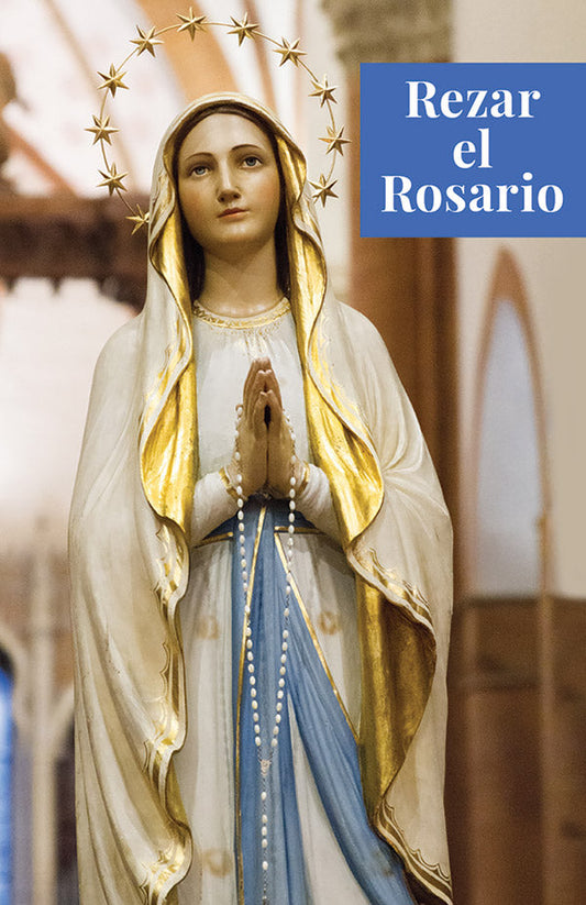 Praying the Rosary Spanish Prayer Card
