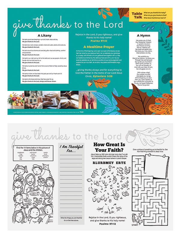 Give Thanks to the Lord: Placemat for Thanksgiving