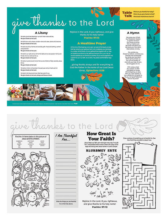 Give Thanks to the Lord: Placemat for Thanksgiving